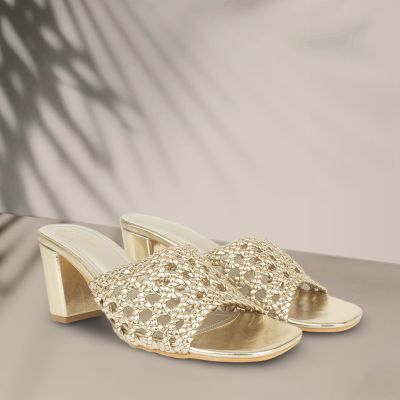 Women Woven Design Block Heels