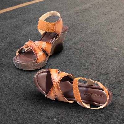 Leather Textured Wedge Sandals
