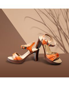 Women Leather Block Heeled Sandals