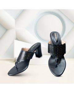 Textured Block Sandals with Laser Cuts