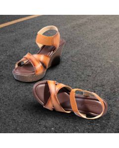 Leather Textured Wedge Sandals